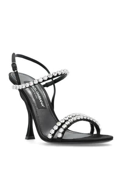 Dolce & Gabbana Sandals With Rhinestone Chain In Black