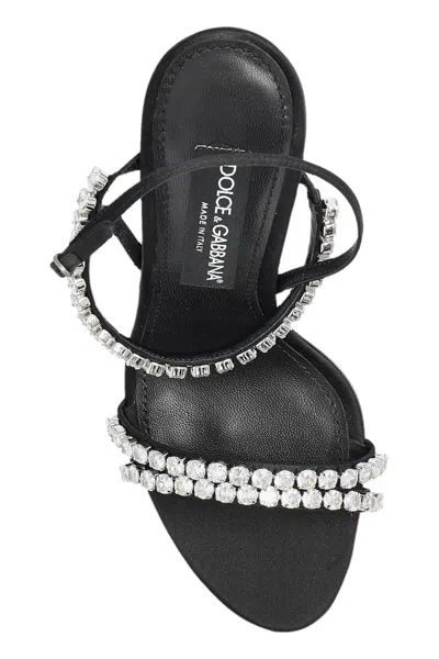 Dolce & Gabbana Sandals With Rhinestone Chain In Black