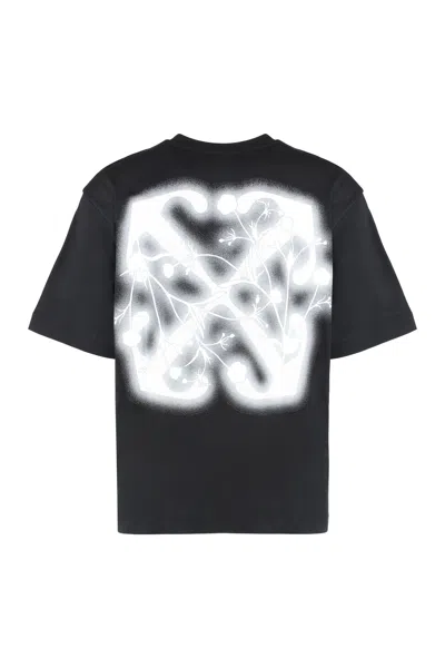 Off-white Back Print Slim Fit Cotton T-shirt In Black