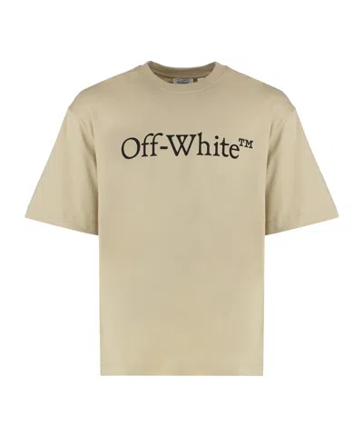Off-white Cotton Crew-neck T-shirt In Brown