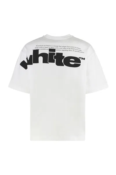 Off-white Crew Neck Shared Logo Cotton T-shirt With Print In White