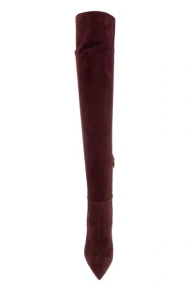 Gianvito Rossi 90mm Jules Suede Pointed-toe Boots In Burgundy
