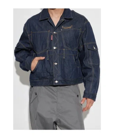 Dsquared2 Multi-pocket Panelled Denim Jacket In Blue