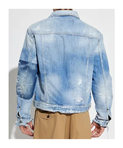 Dsquared2 Distressed Denim Jacket In Blue