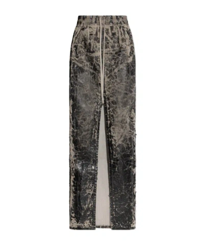 Rick Owens Drkshdw Drawstrings Midi Skirt In Gray