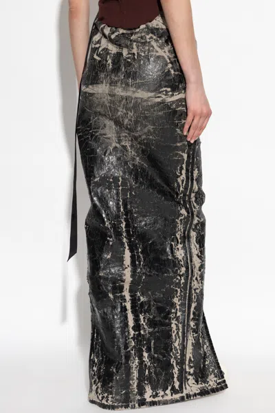 Rick Owens Drkshdw Drawstrings Midi Skirt In Gray