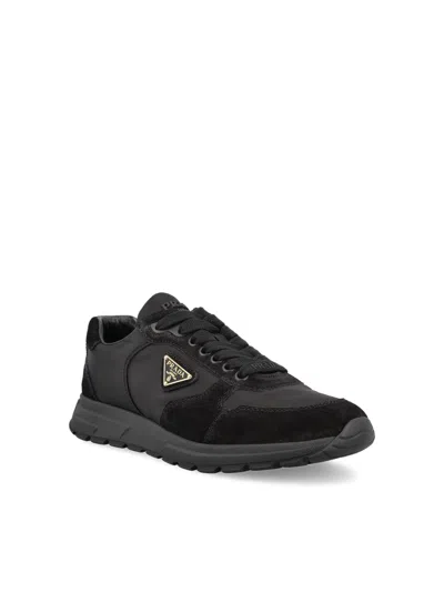 Prada Re-nylon And Suede Prax 2.0 Low-top Sneakers In Black