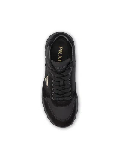 Prada Re-nylon And Suede Prax 2.0 Low-top Sneakers In Black
