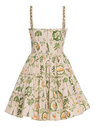 Agua By Agua Bendita Lima Tiered Printed Cotton-blend Mini Dress In Multi