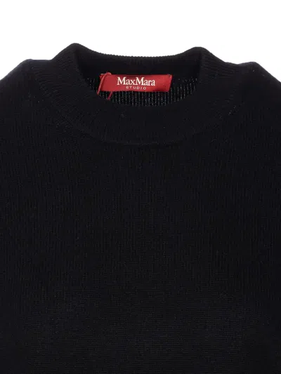 Max Mara Crew-neck Side-split Sweater In Black
