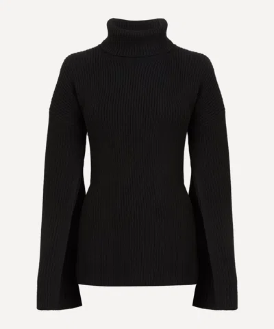 Totême Toteme Women's Slit Sleeve Knit Jumper In Black