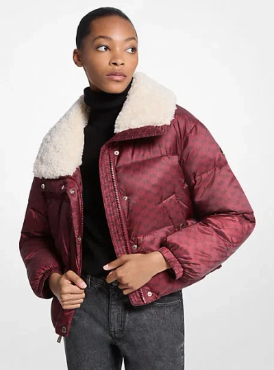 Michael Kors Logo Print And Sherpa Puffer Jacket In Multi