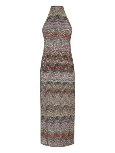 Missoni Halter Neck Mini Dress With Open Back In Multi