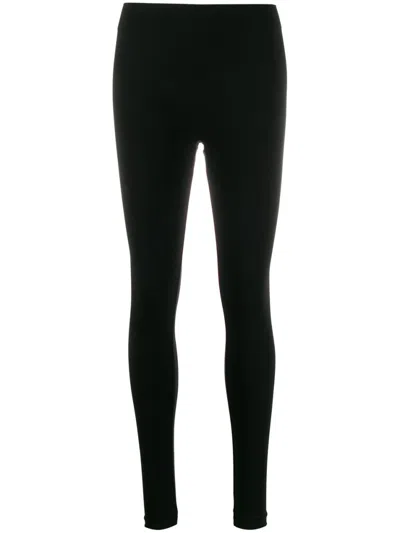 Wolford Ribbed Seamless Leggings Elastic Waistband In Black
