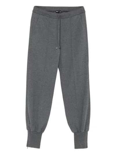 Tom Ford Tapered Leg Trousers With Adjustable Drawstring And Elasticized Cuffs In Gray