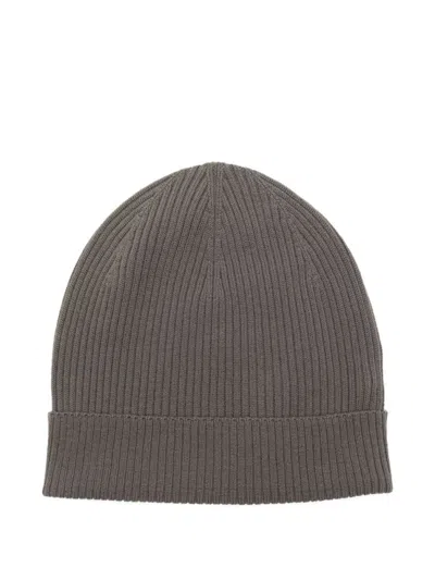 Rick Owens Cozy Ribbed Wool Beanie Folded Cuff In Gray
