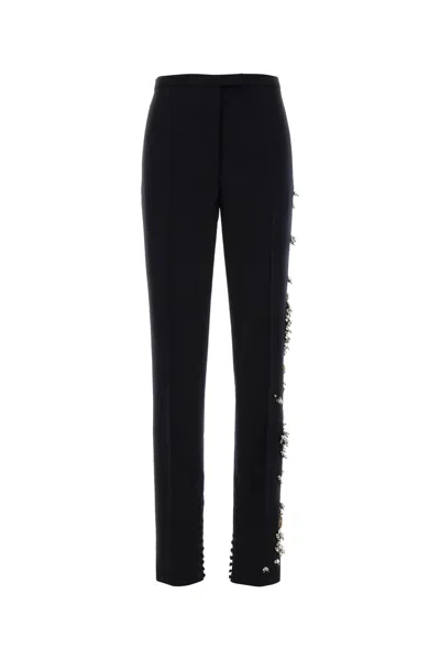 Dries Van Noten Pantalone Pandoris In Lana Blu Navy Donna In Black