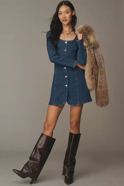 Aligne Pax Long-sleeve Denim Mini Dress In Blue