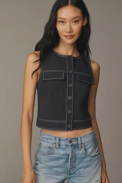 Aligne Sleeveless Buttondown Top In Blue