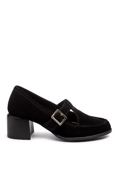 Kelsi Dagger Brooklyn Caleb T-strap Loafer Heels In Black
