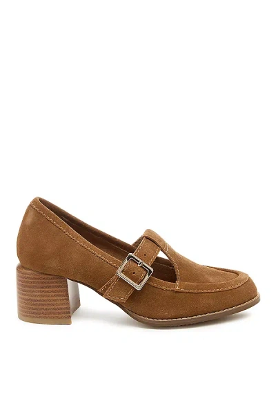 Kelsi Dagger Brooklyn Caleb T-strap Loafer Heels In Brown