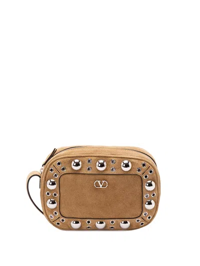 Valentino Nellcote Suede Crossbody In Neutral