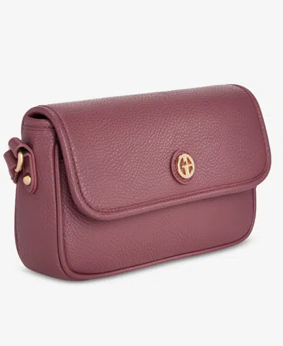 Giani Bernini Pebble East West Small Flap Crossbody, Exclusively At Macy's In Burgundy