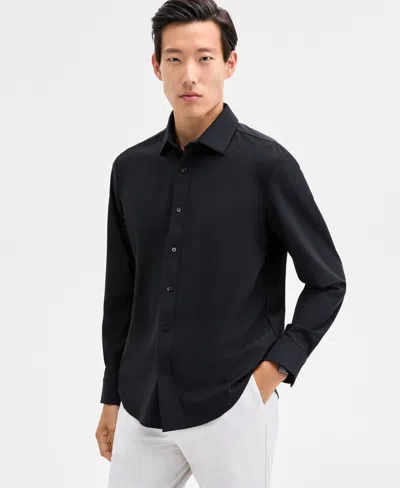 Alfani Men's Modern Classic-fit Stretch Solid Button-down Shirt, Created For Macy's In Black