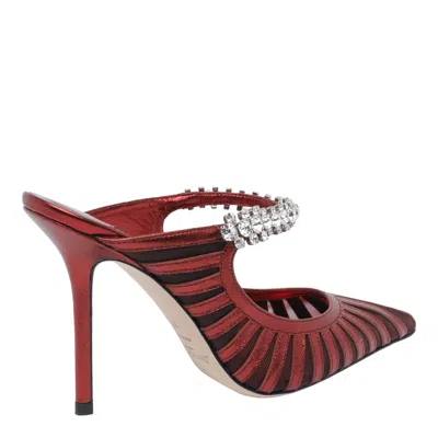 Jimmy Choo Bing 65 Embellished Leather And Mesh Pumps In Red