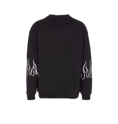 Vision Of Super Logo And Flames Print Sweatshirt In Black