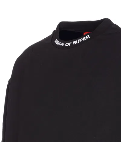Vision Of Super Logo And Flames Print Sweatshirt In Black