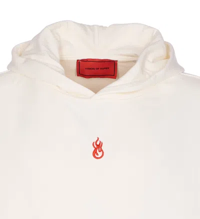 Vision Of Super Hoodie With Embroidered Flame In White