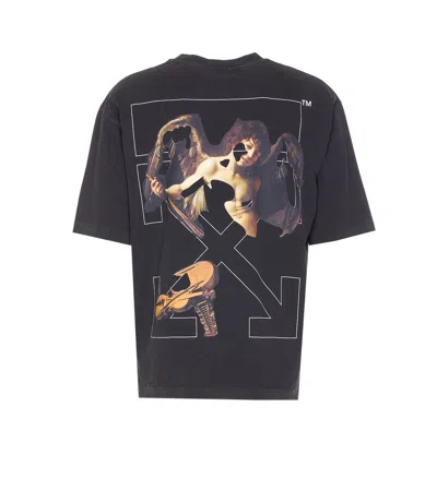 Off-white Washed Black Cupid Arrow Skate Logo T-shirt
