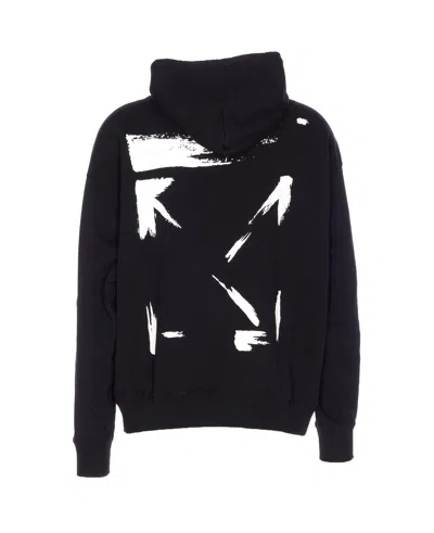 Off-white Hooded Sweatshirt Featuring Graphic Print In Black