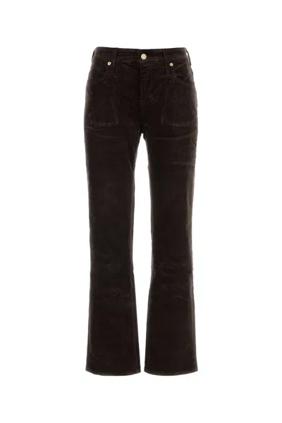 7 For All Mankind Calie Straight Mid-rise Cotton-blend Velvet Straight Pants In Brown