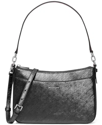 Michael Kors Jet Set Top Zip Pouchette Crossbody Bag In Black