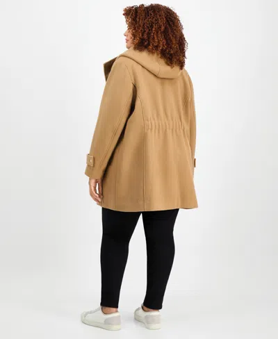 Michael Kors Michael  Plus Size Hooded Coat, Exclusively At Macy's In Neutral