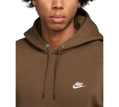 Nike Men's Club Fleece Premium Embroidered Pullover Hoodie In Brown