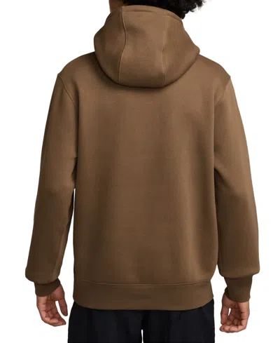 Nike Men's Club Fleece Premium Embroidered Pullover Hoodie In Brown