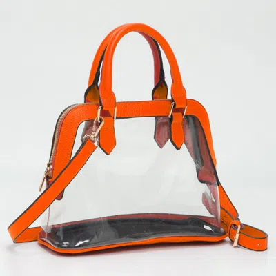 Fashnzfab Faux Leather Trim Transparent Structured Top Handle Handbag / Crossbody Bag In Multi