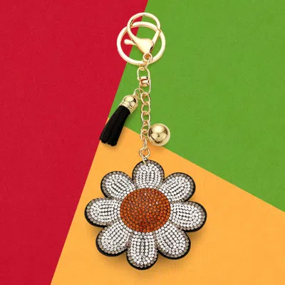 Fashnzfab Bling Daisy Flower Tassel Keychain In Multi