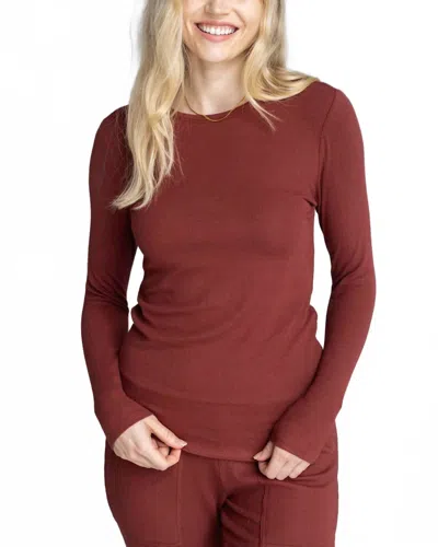 Grace & Lace Essential Ribbed Long Sleeve Tee In Rust In Red