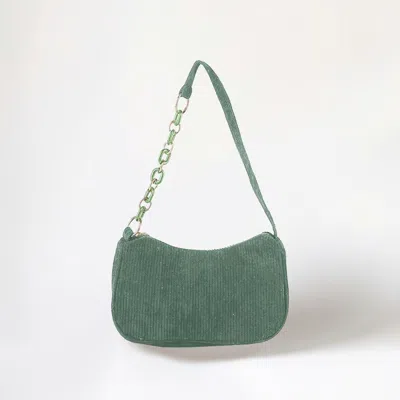 Fashnzfab Corduroy Shoulder Bag In Green