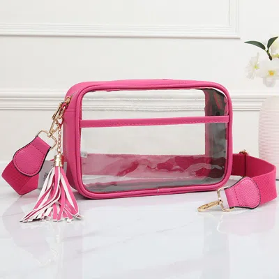 Fashnzfab Faux Leather Transparent Rectangular Crossbody Bag In Multi