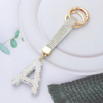 Fashnzfab Bling Studded Monogram Initial A Keychain In Silver