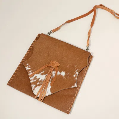 Fashnzfab Animal Patterned Genuine Leather Stitch Crossbody Bag In Brown