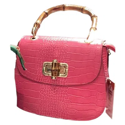 Charlie Leather Women's Katie Italian Leather & Bamboo Bag In Pink In Pink
