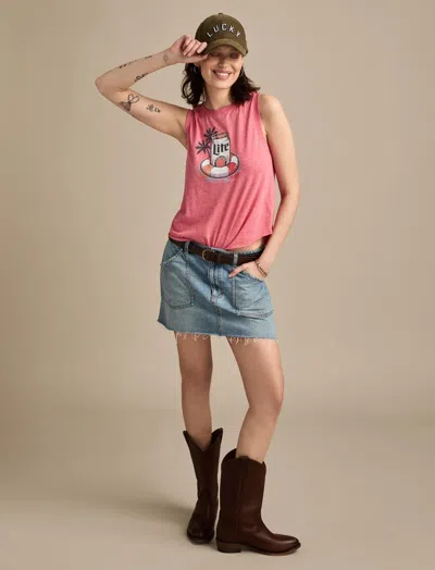 Lucky Brand Miller Lite Floaty Graphic Tank In Pink