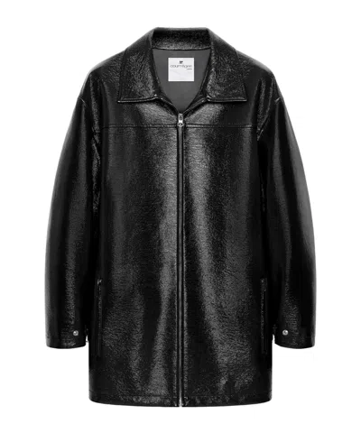 Courrèges Courreges 'vinyl' Black Cotton Blend Jacket Women In Black