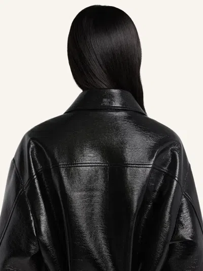 Courrèges Courreges 'vinyl' Black Cotton Blend Jacket Women In Black